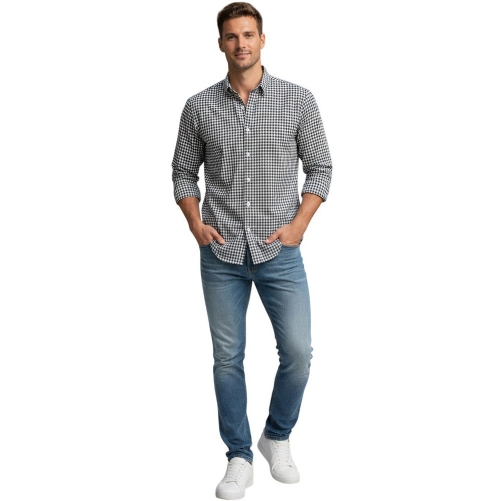 J.Crew Slim Fit Gingham Flex Wrinkle-Free Button Down Shirt‎ M NWOT $98